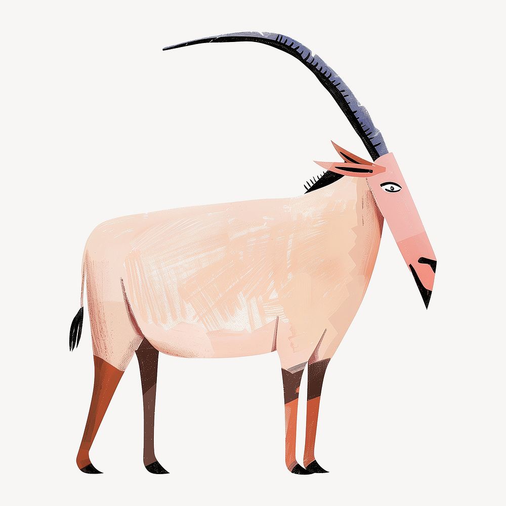 Cute oryx antelope, wild animal digital art illustration