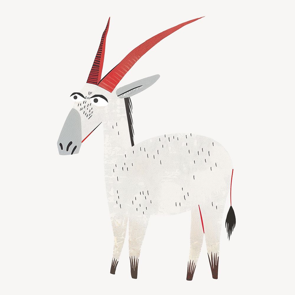 Cute oryx antelope, wild animal digital art illustration