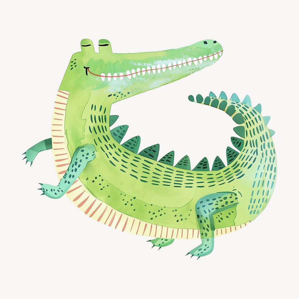 Cute alligator, wild animal digital art illustration