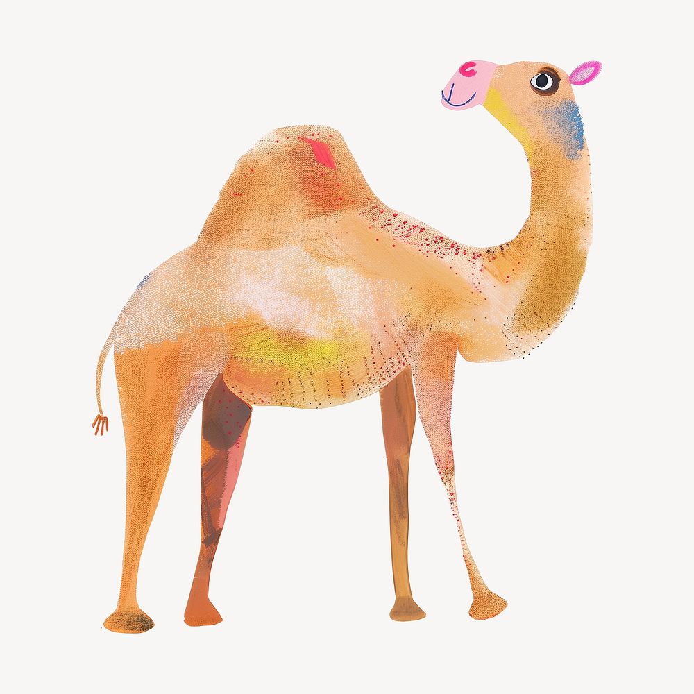 Cute camel, wild animal digital art illustration