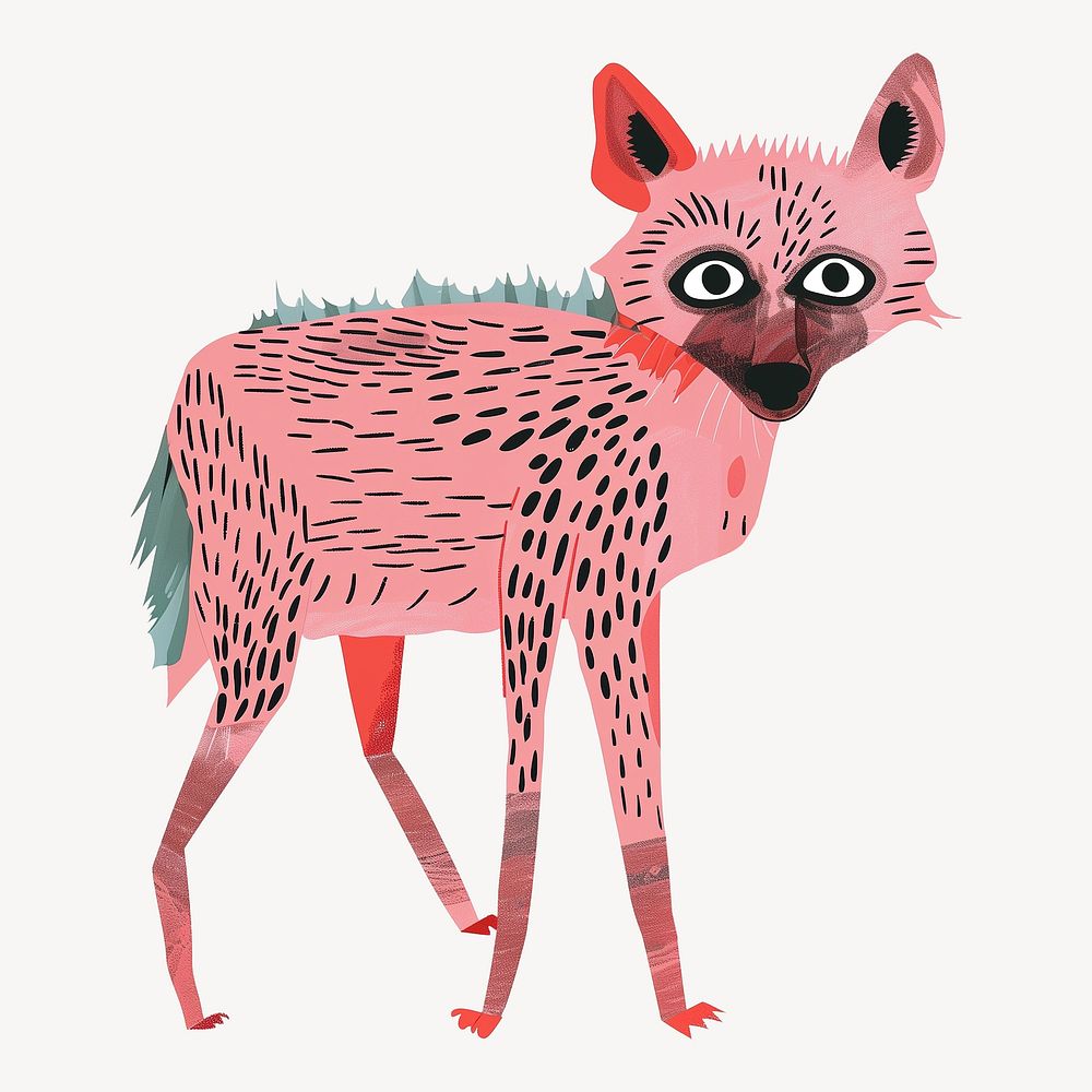 Cute hyena, wild animal digital art illustration