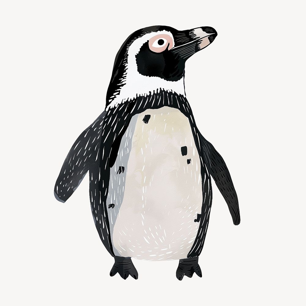 Cute African penguin, wild animal digital art illustration