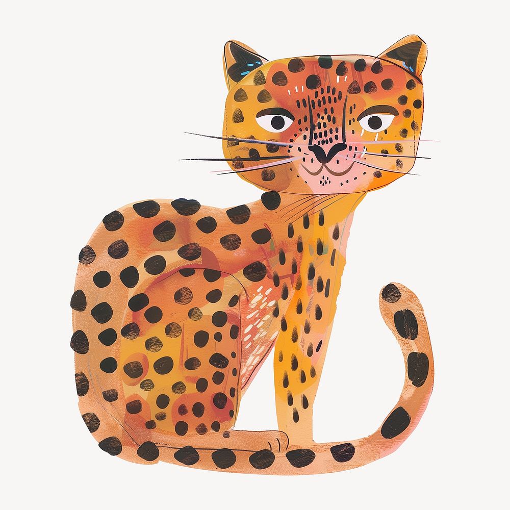 Cute jaguar, wild animal digital art illustration