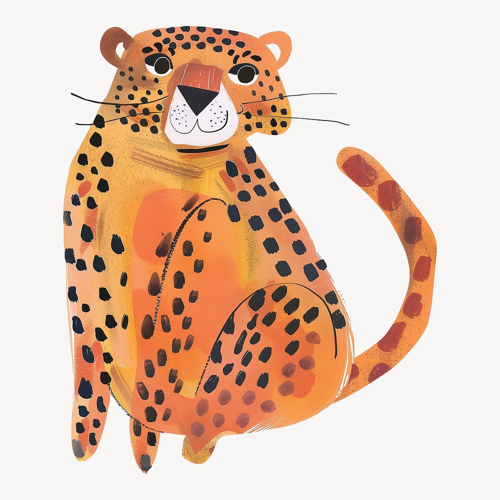 Cute jaguar, wild animal digital art illustration