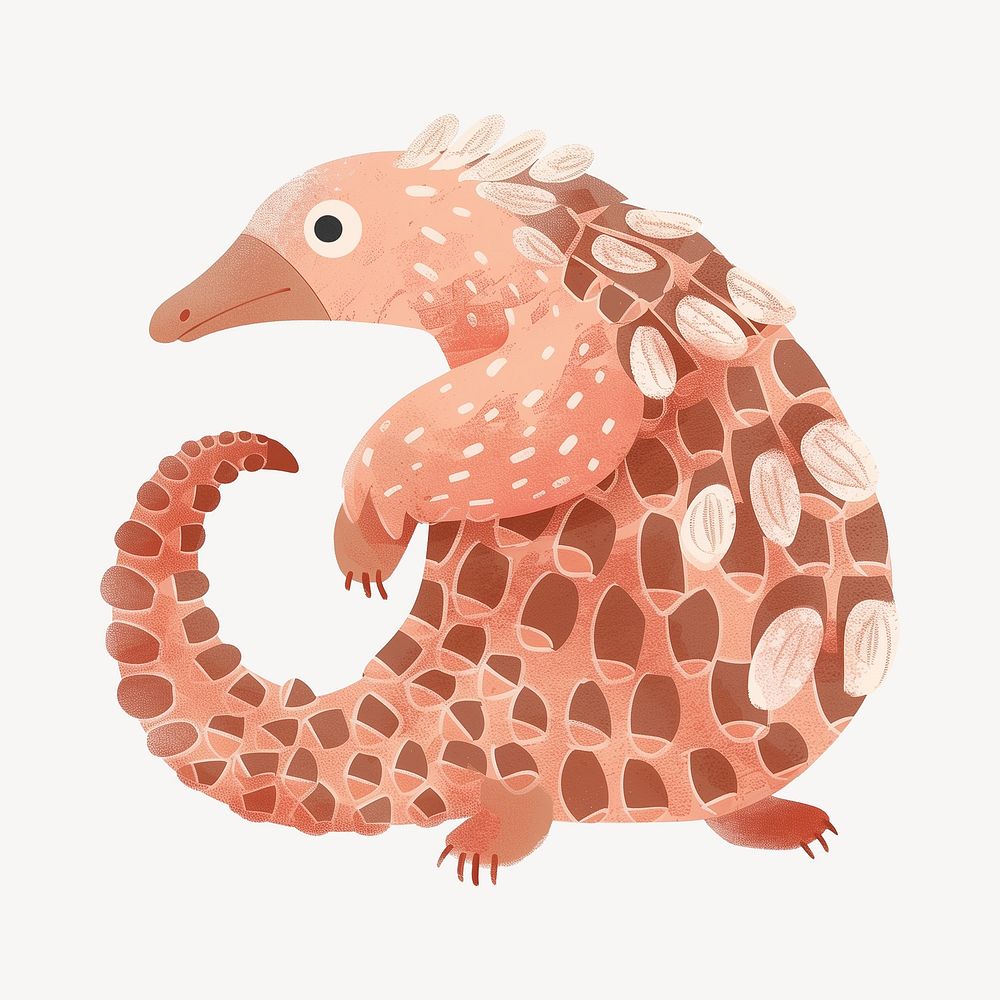 Cute pangolin, wild animal digital art illustration