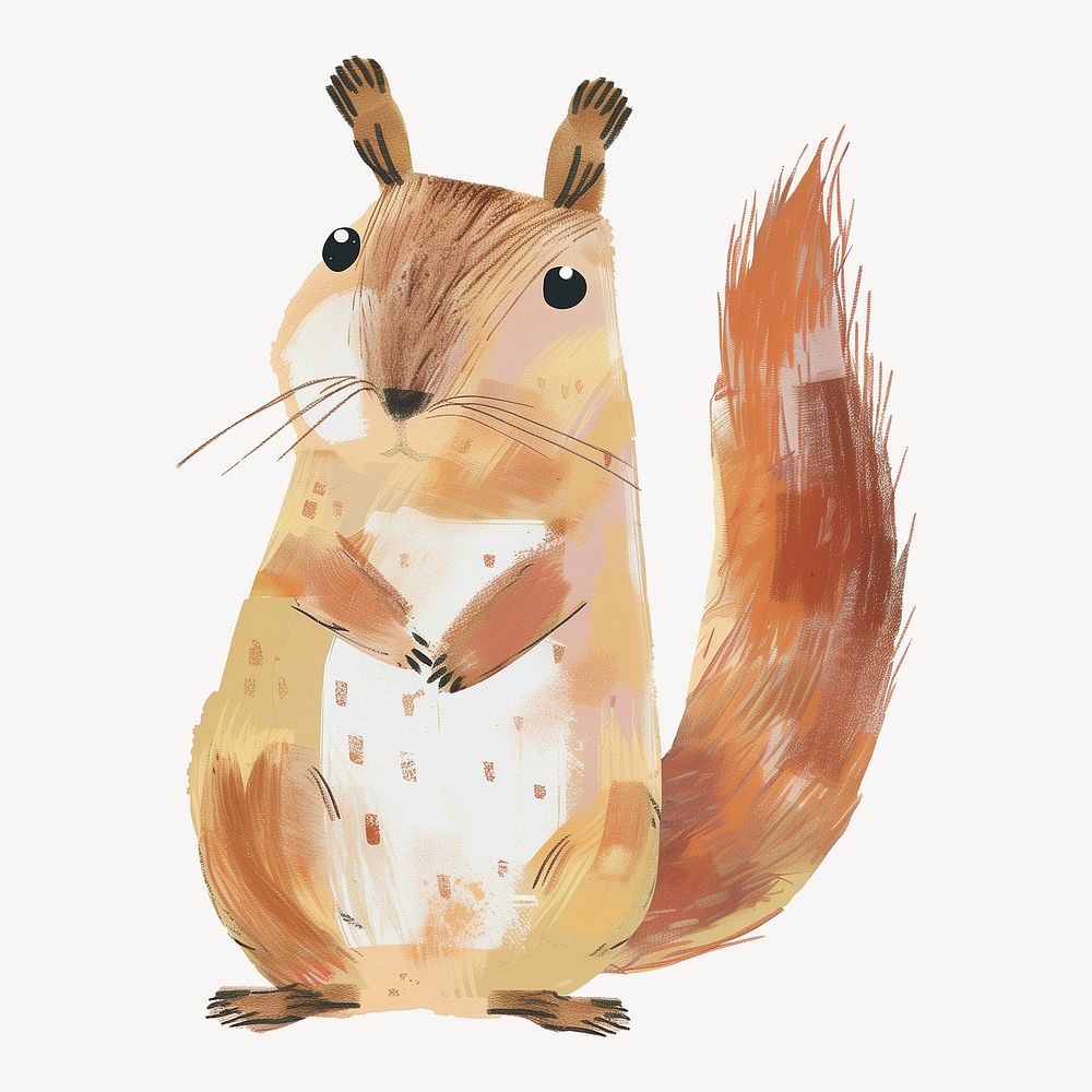 Cute Smith's bush squirrel, wild animal digital art illustration