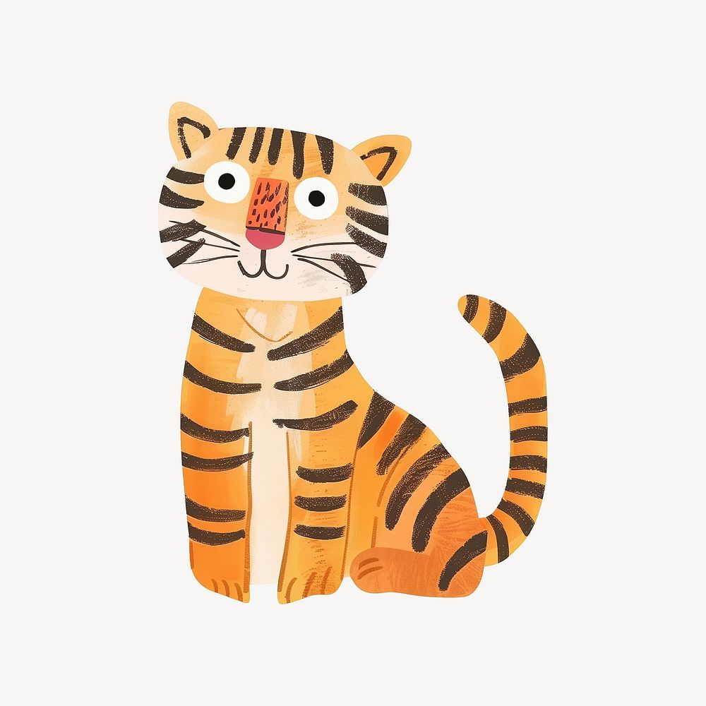 Cute tiger, wild animal digital art illustration