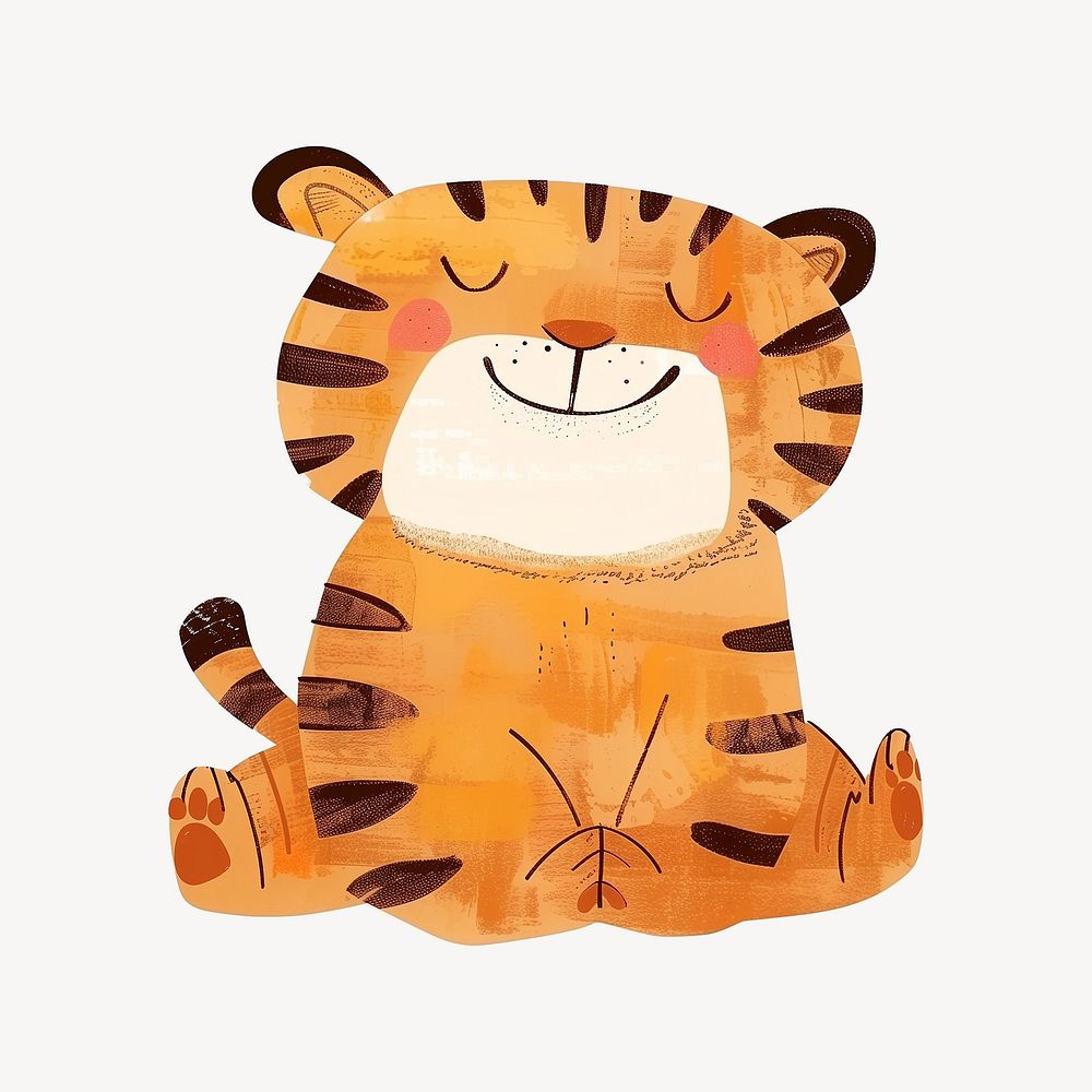 Cute tiger, wild animal digital art illustration