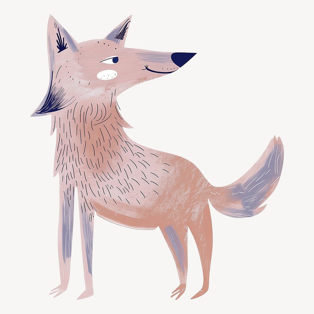 Cute wolf, wild animal digital art illustration