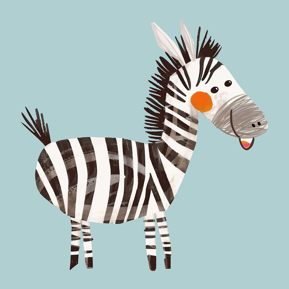 Cute zebra, wild animal digital art illustration