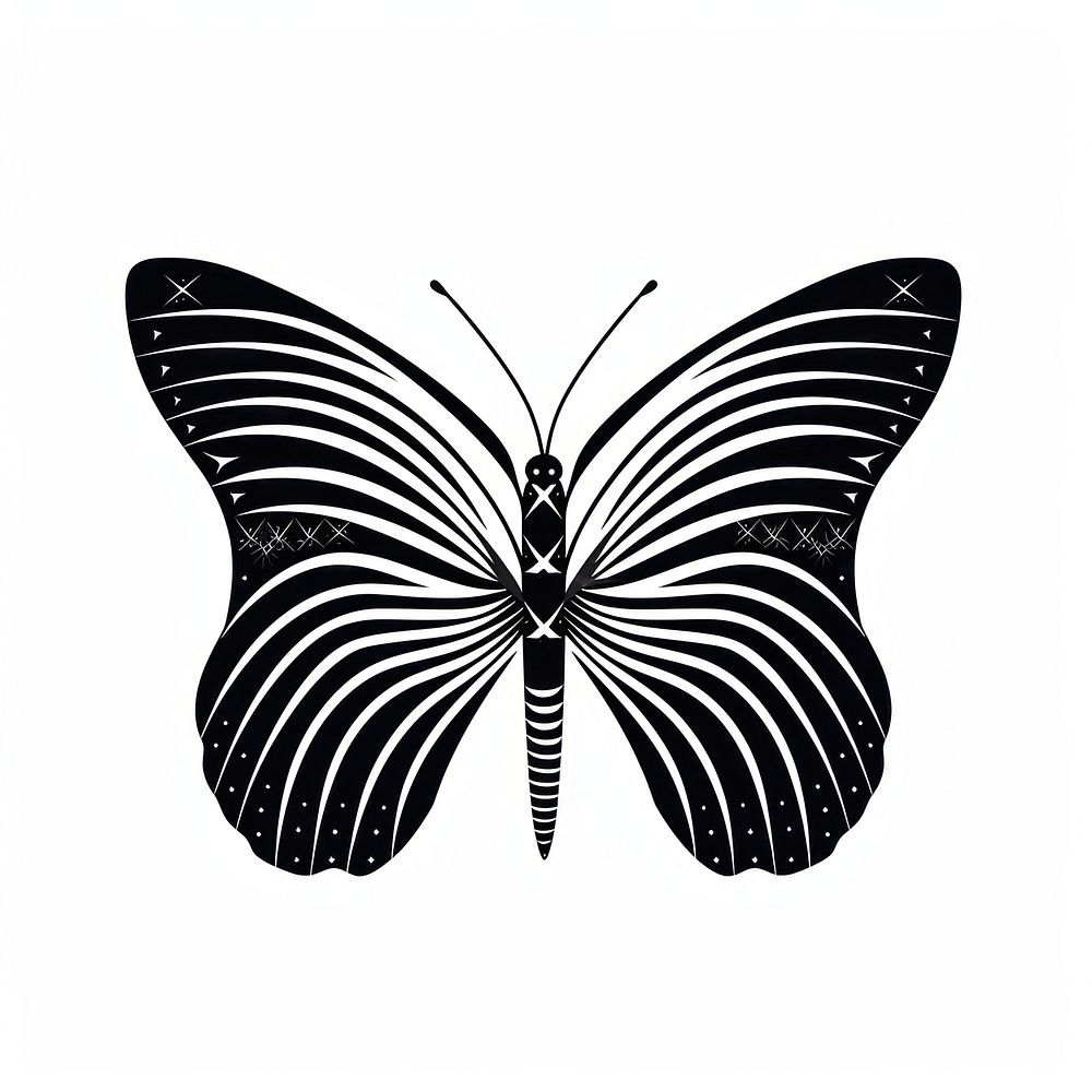 Surreal abstract butterfly logo art illustrated stencil.