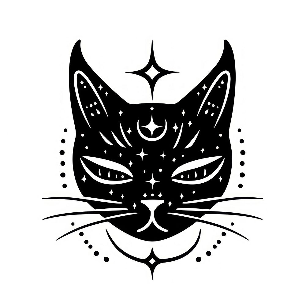 Surreal abstract cat logo stencil symbol animal.