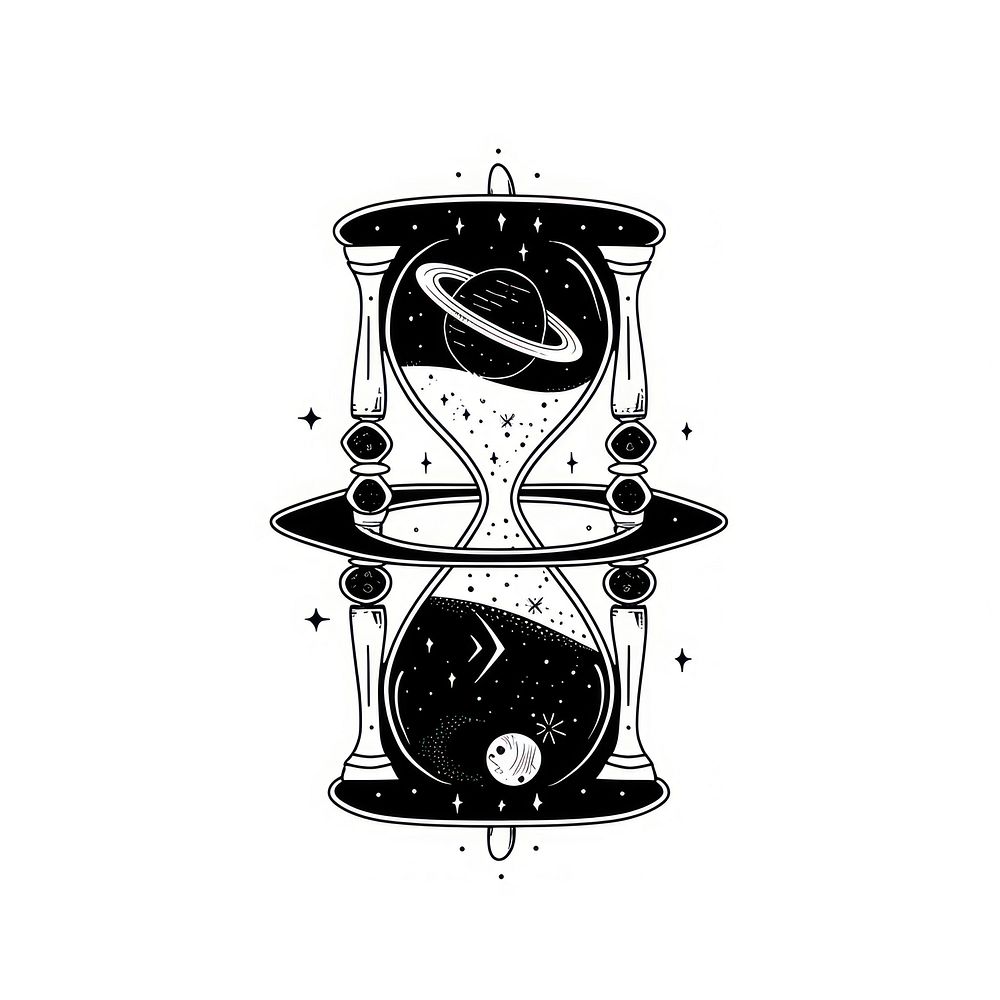 Surreal abstract hourglass logo art illustrated drawing.