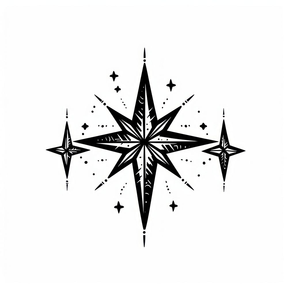 Surreal aesthetic three stars logo symbol.