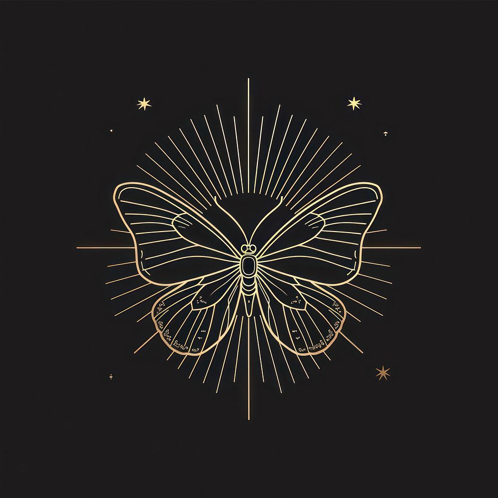 Surreal aesthetic butterfly logo chandelier fireworks outdoors.