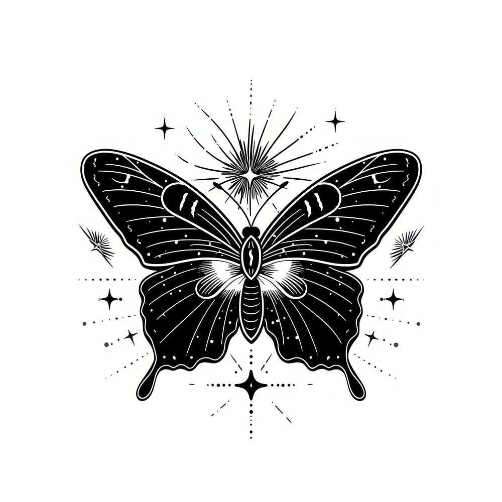 Aesthetic butterfly logo art illustrated stencil.