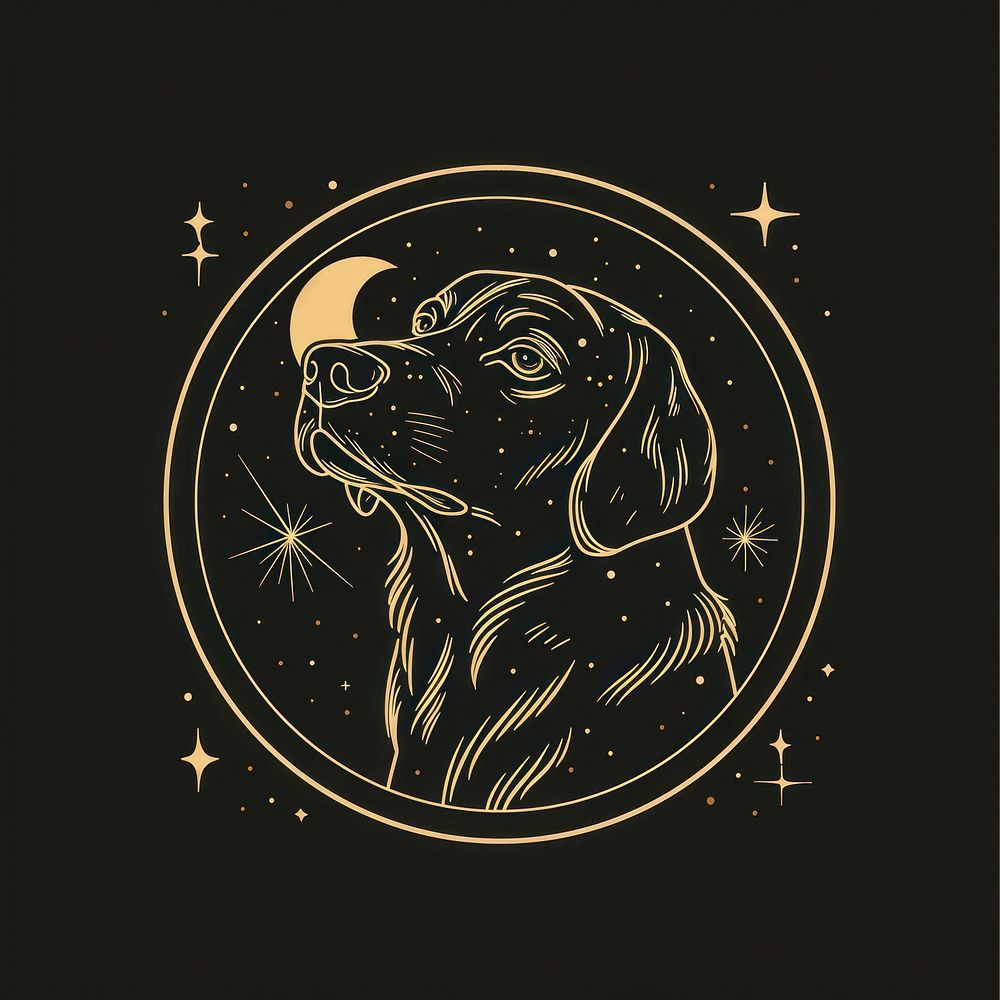 Surreal aesthetic dog logo art blackboard animal.