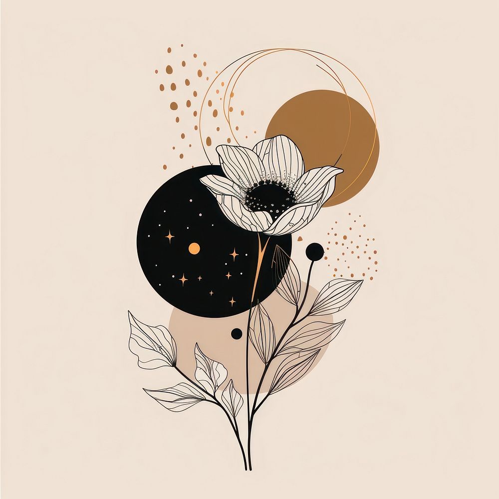 Surreal aesthetic floral logo art illustrated asteraceae.