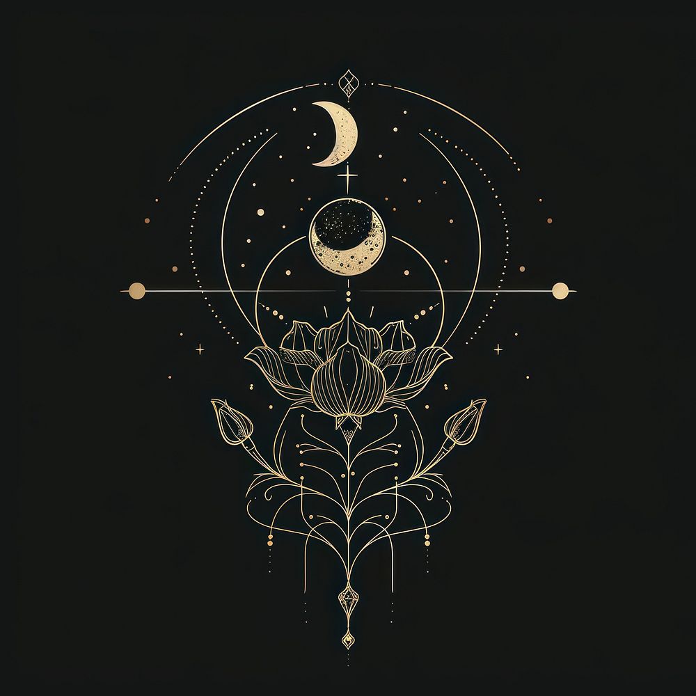 Surreal aesthetic floral logo art chandelier astronomy.