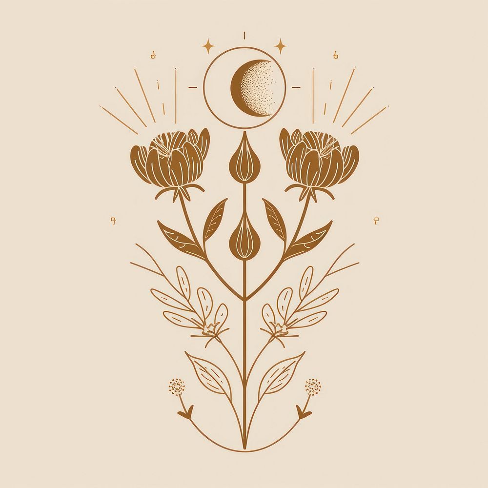 Surreal aesthetic floral logo art illustrated graphics.