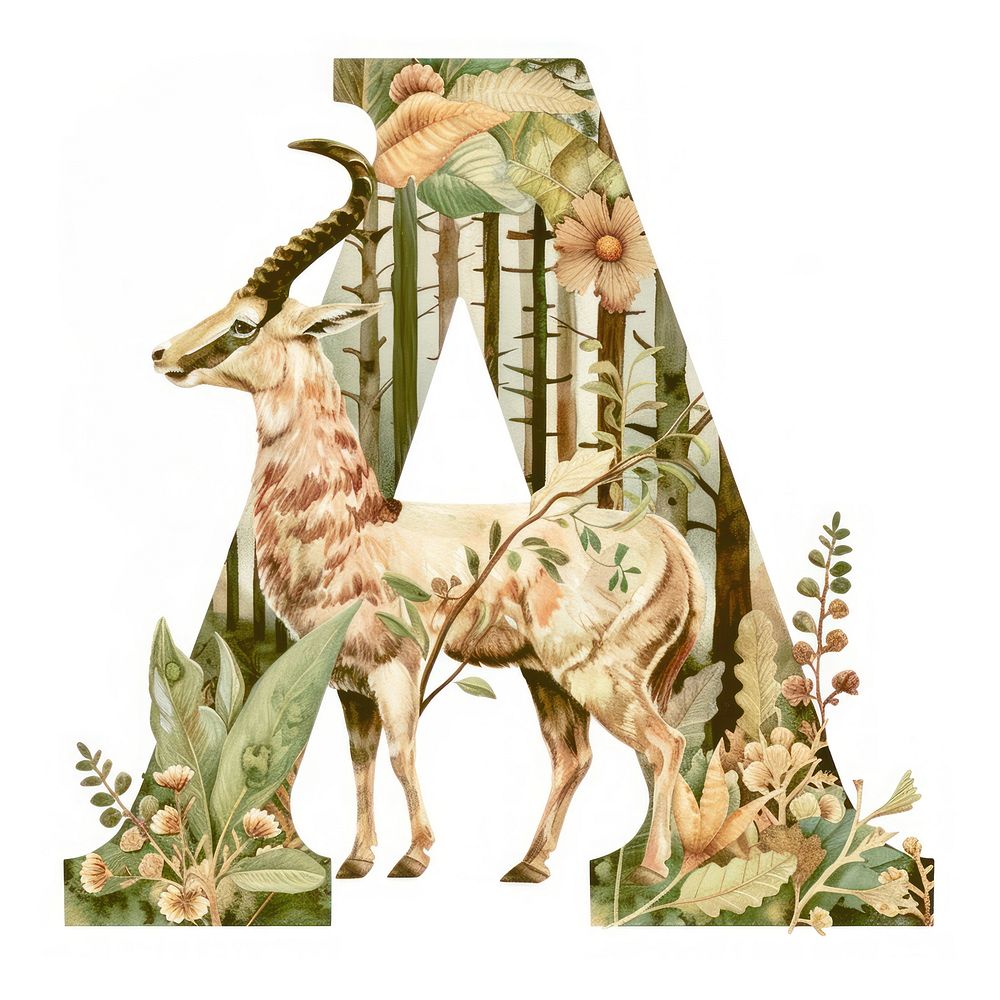 The letter A art antelope animal.