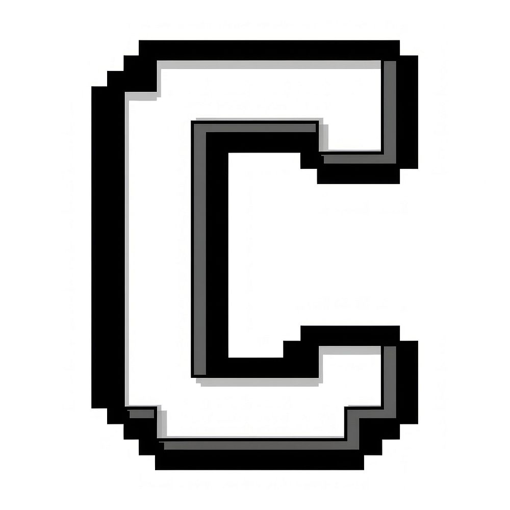 8-bit letter C white text white background.