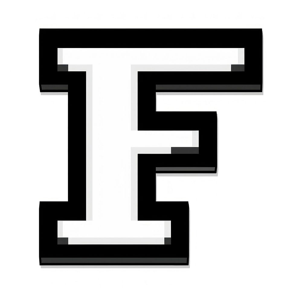 8-bit letter F symbol number white.