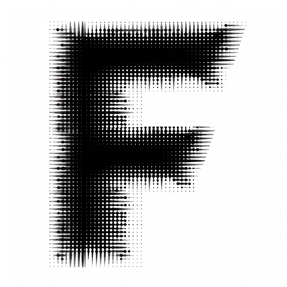 Halftone letter F number black white.