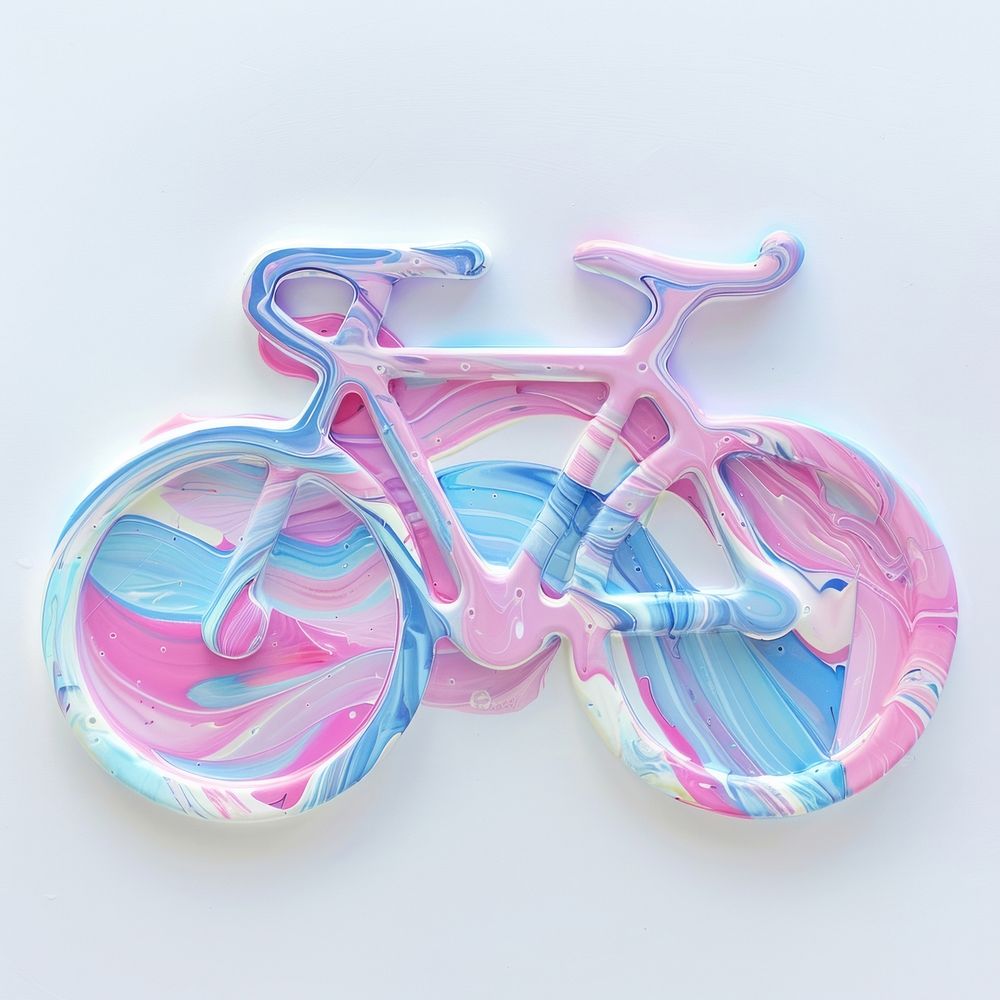 Acrylic pouring bicycle transportation dessert vehicle.