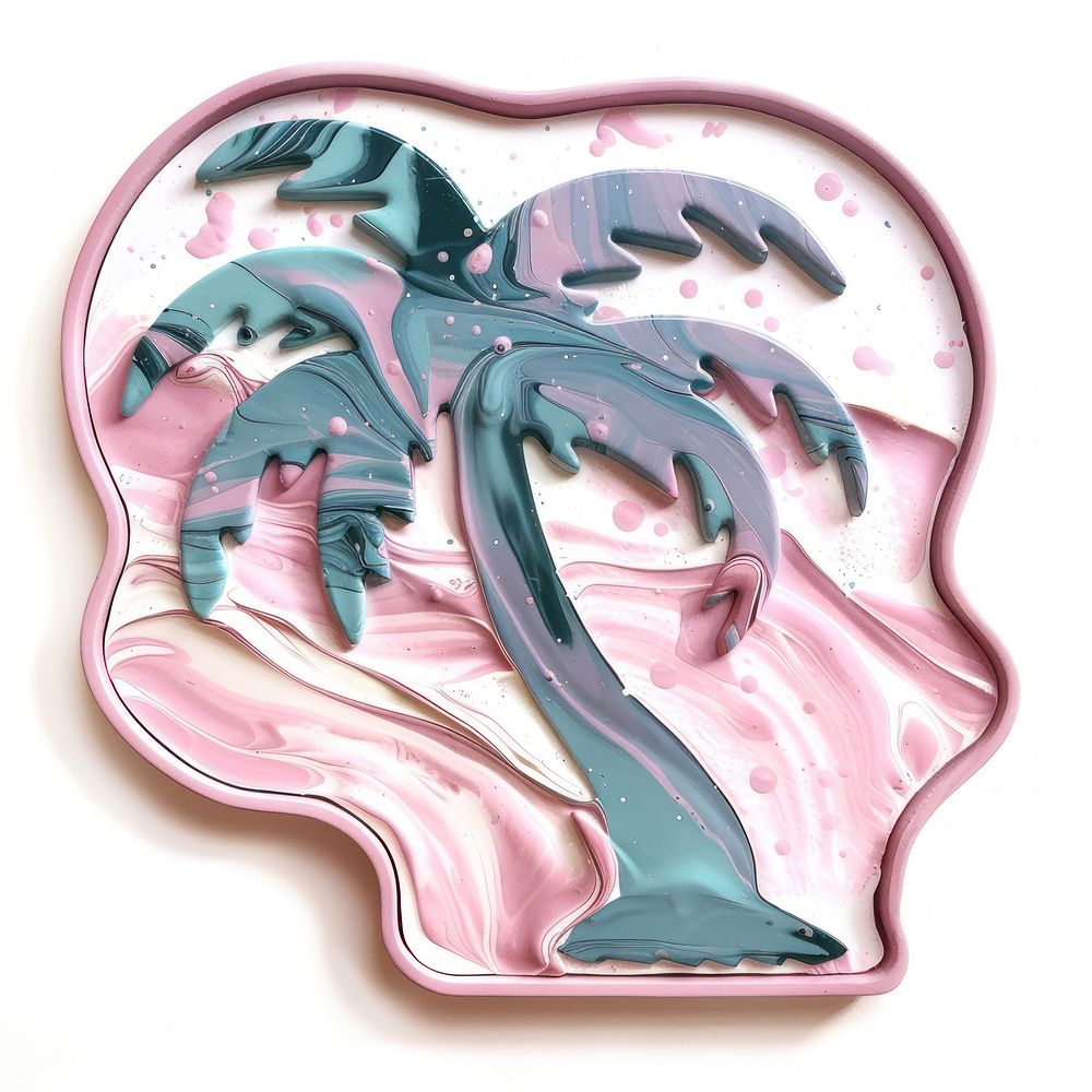Acrylic pouring palm tree clothing dessert pottery.