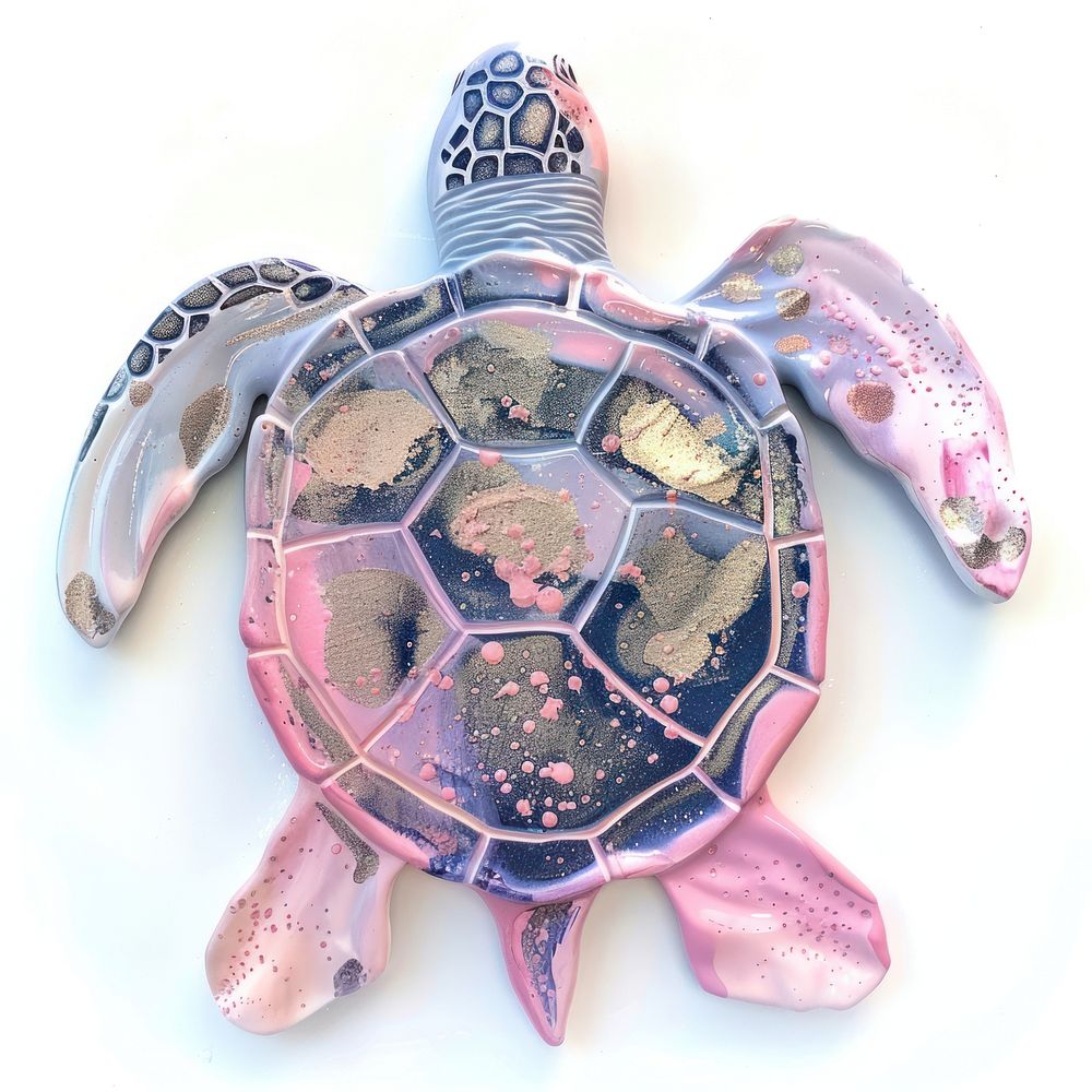 Acrylic pouring sea turtle tortoise reptile animal.