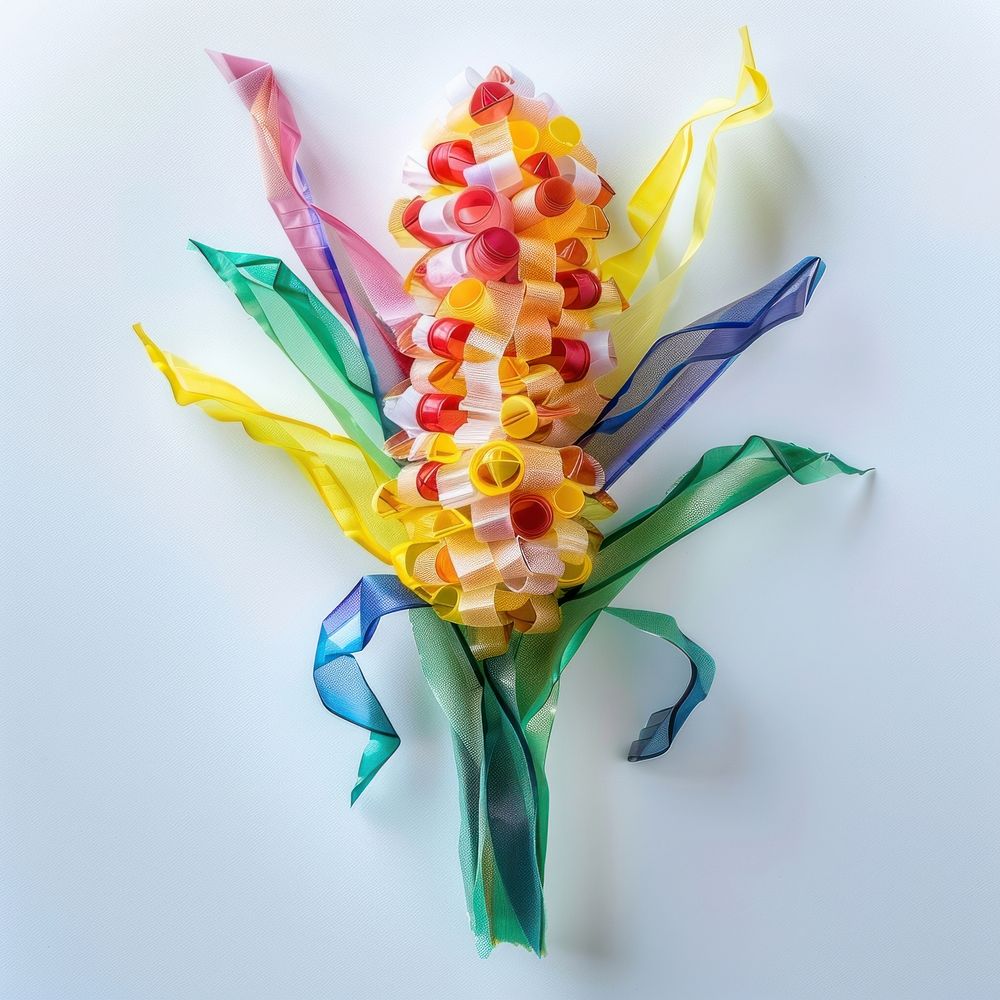 Corn made from polyethylene handicraft blossom origami.