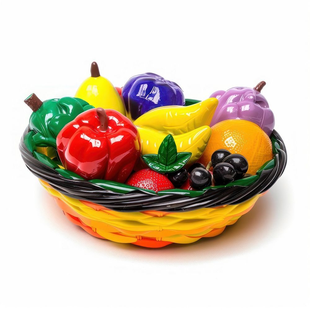 Fruit basket made from polyethylene vegetable dessert produce.