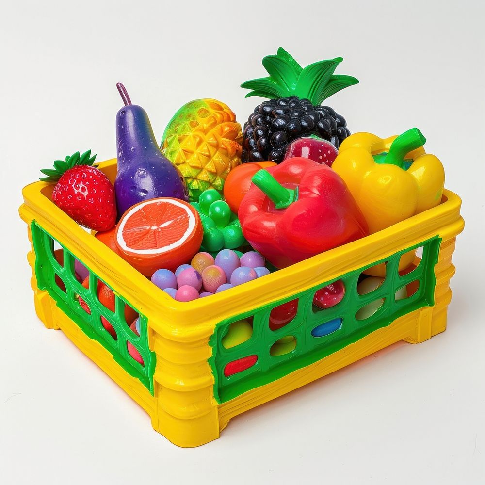 Fruit basket made from polyethylene pineapple dessert produce.