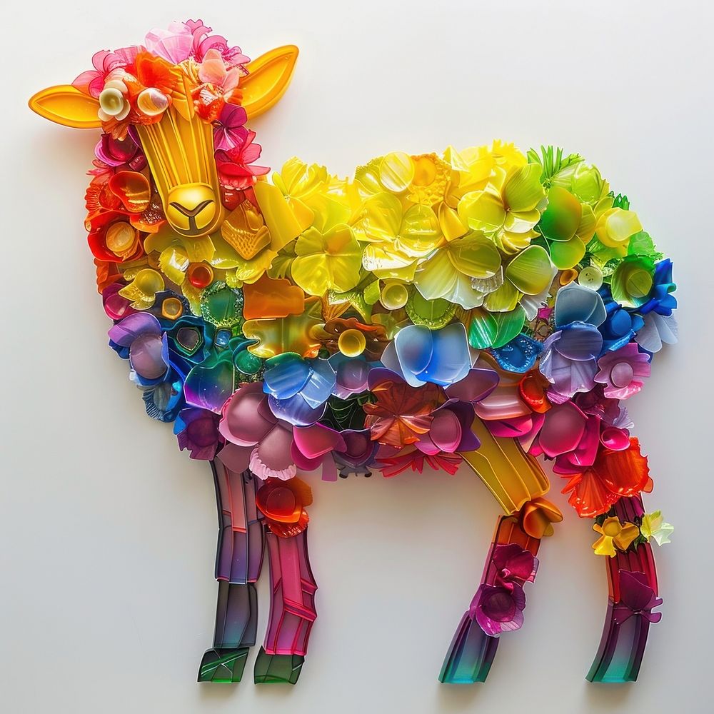 Sheep made from polyethylene handicraft chandelier blossom.