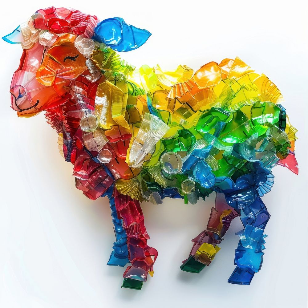 Sheep made from polyethylene person pinata human.