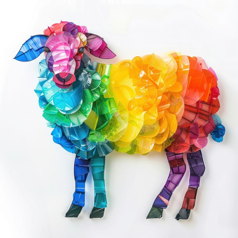 Sheep made from polyethylene handicraft person animal.