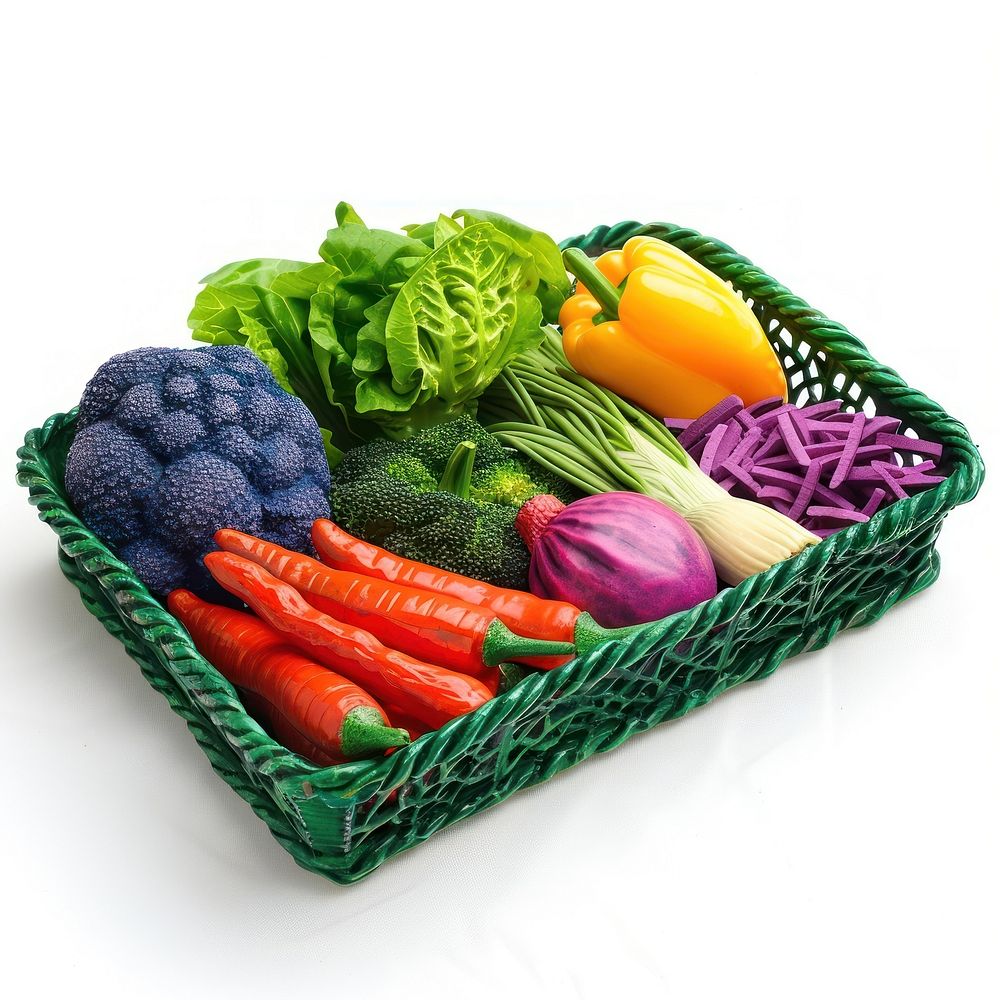 Vegetable basket made from polyethylene produce dessert cream.