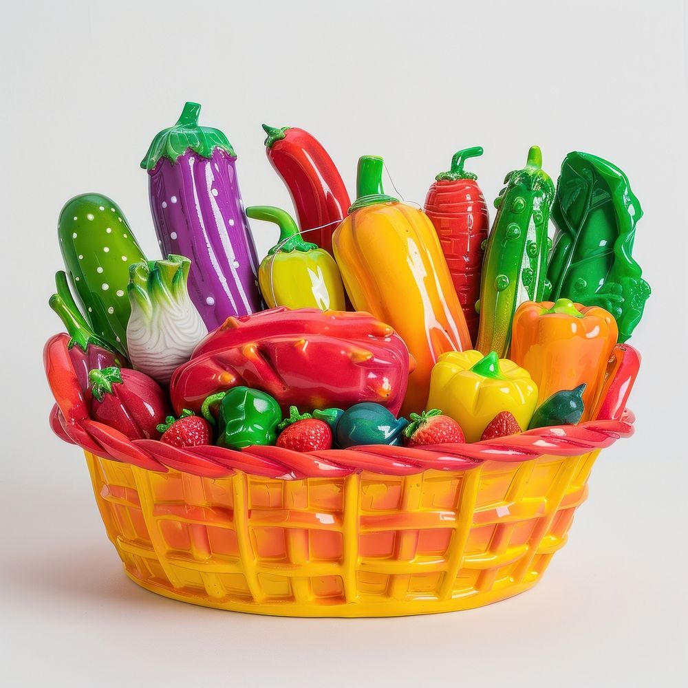 Vegetable basket made from polyethylene dessert produce pepper.