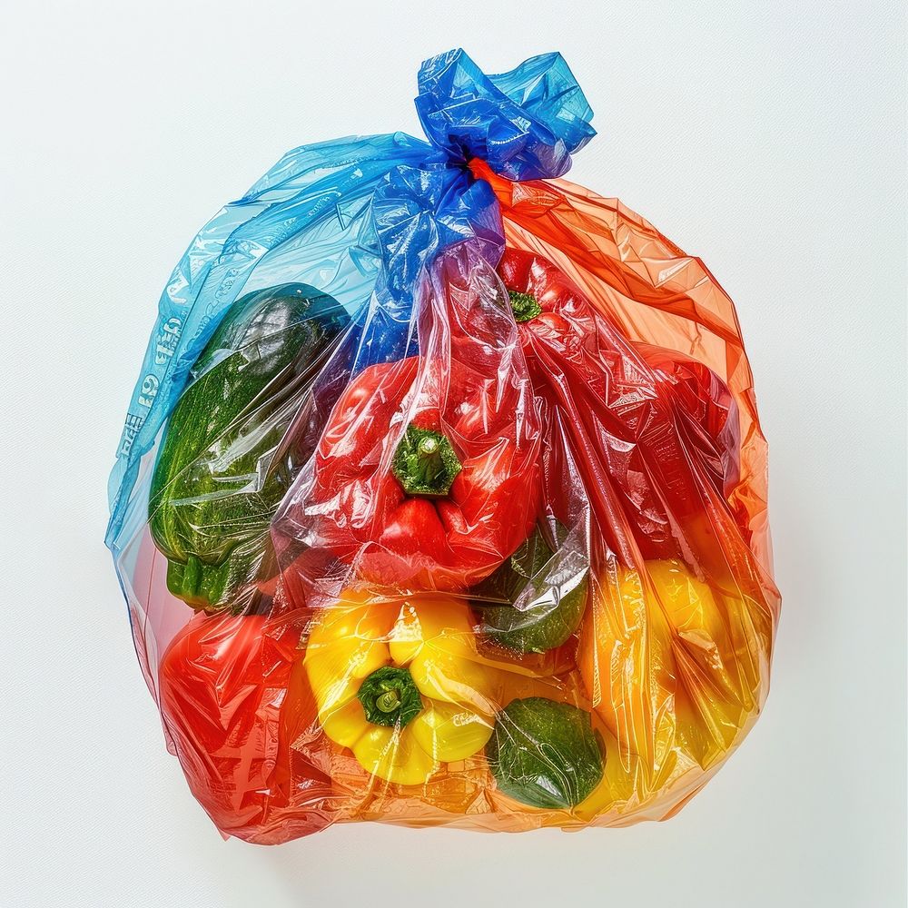 Vegetable in a bag made from polyethylene plastic food plastic bag.