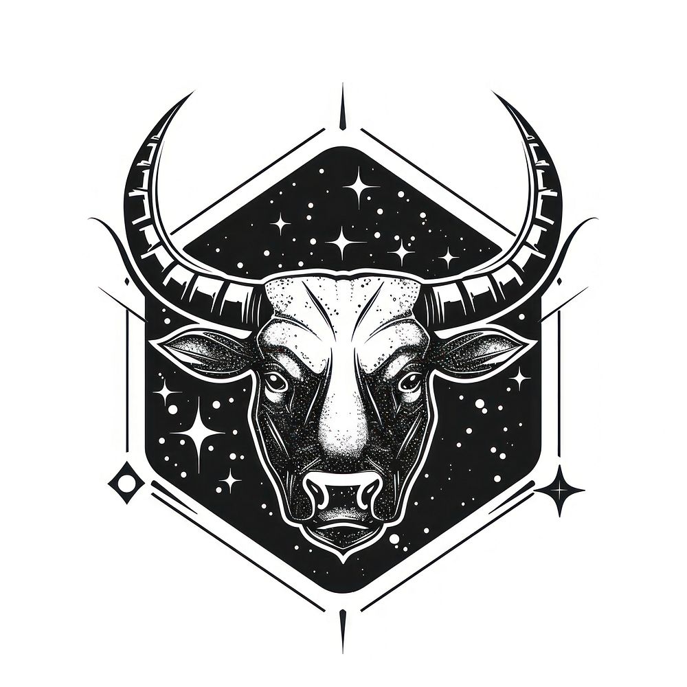 Surreal aesthetic taurus logo blackboard livestock wildlife.