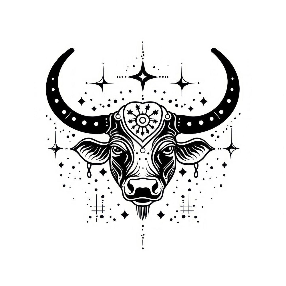Surreal aesthetic taurus logo livestock longhorn wildlife.