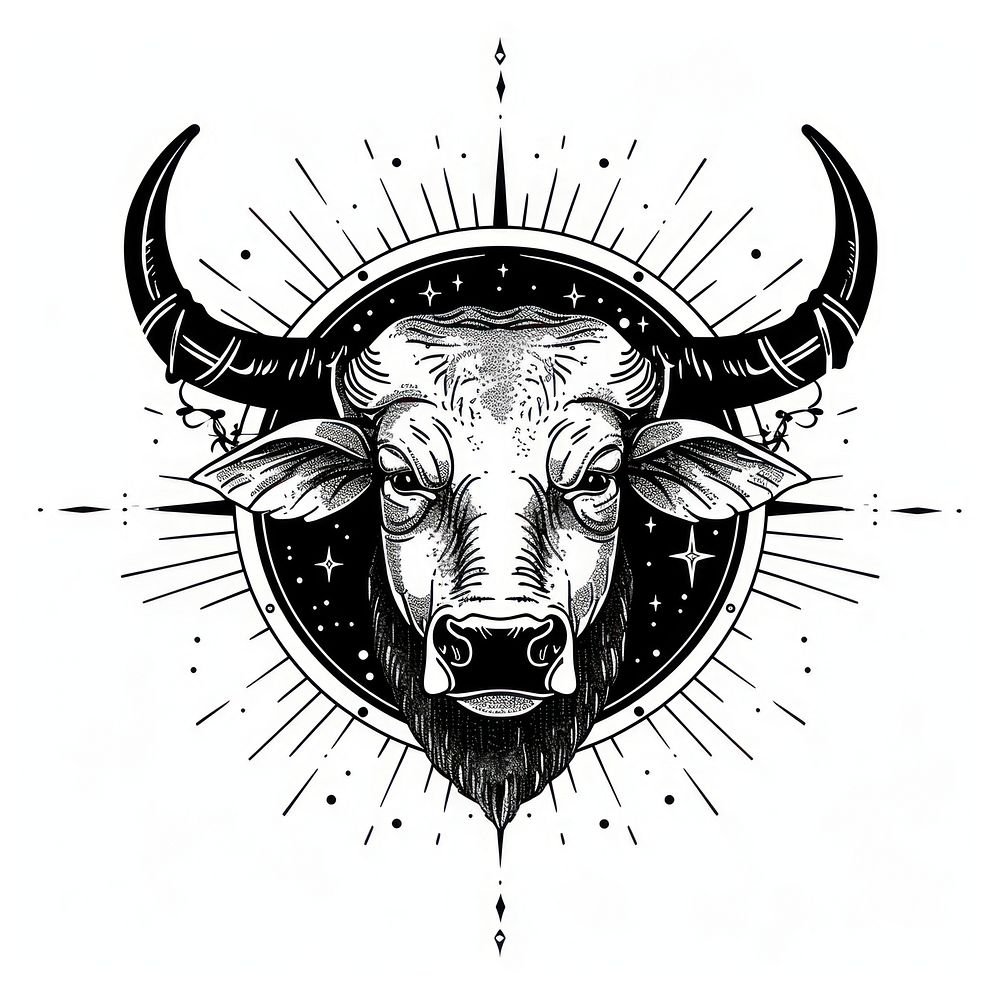 Surreal aesthetic taurus logo art livestock wildlife.