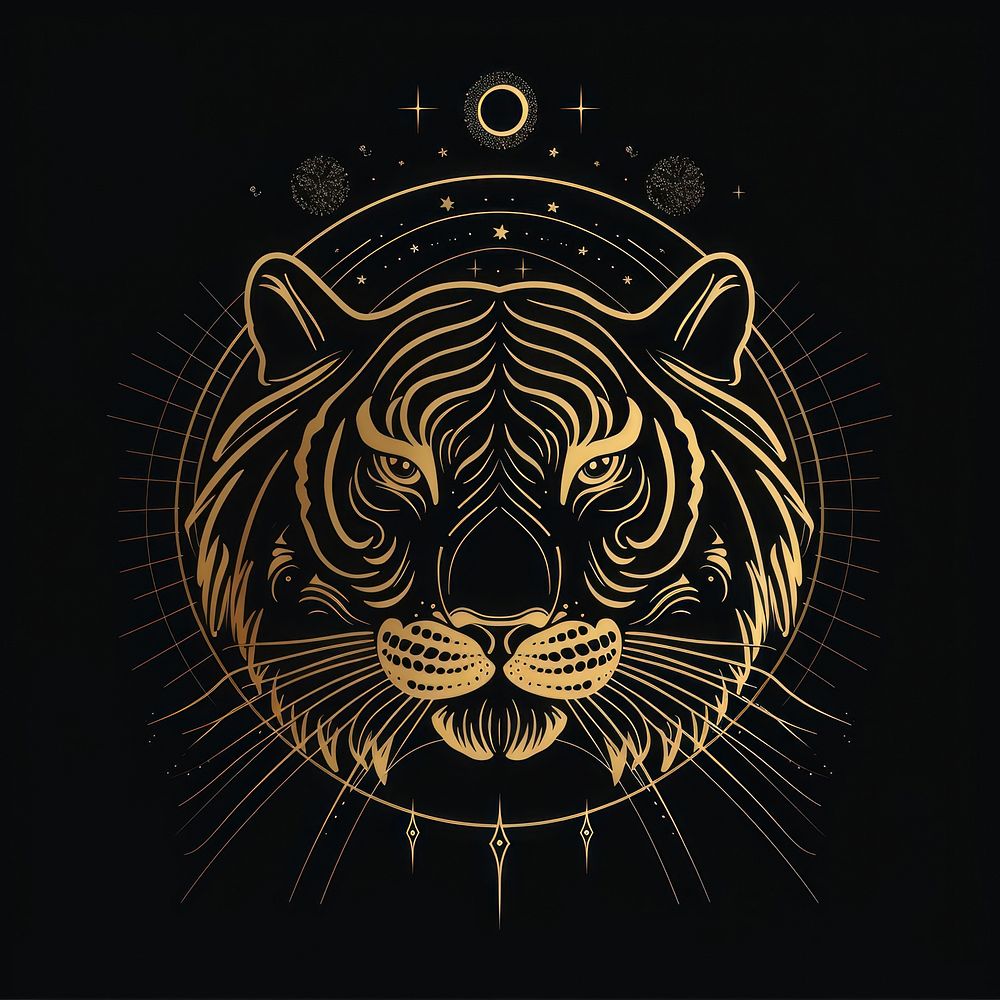Surreal aesthetic tiger logo chandelier wildlife panther.
