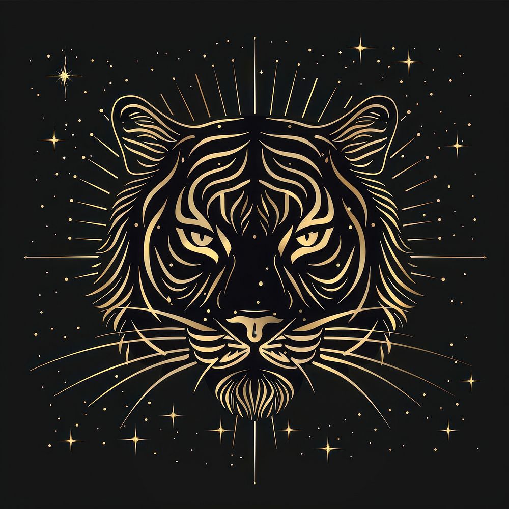Surreal aesthetic tiger logo chandelier wildlife panther.