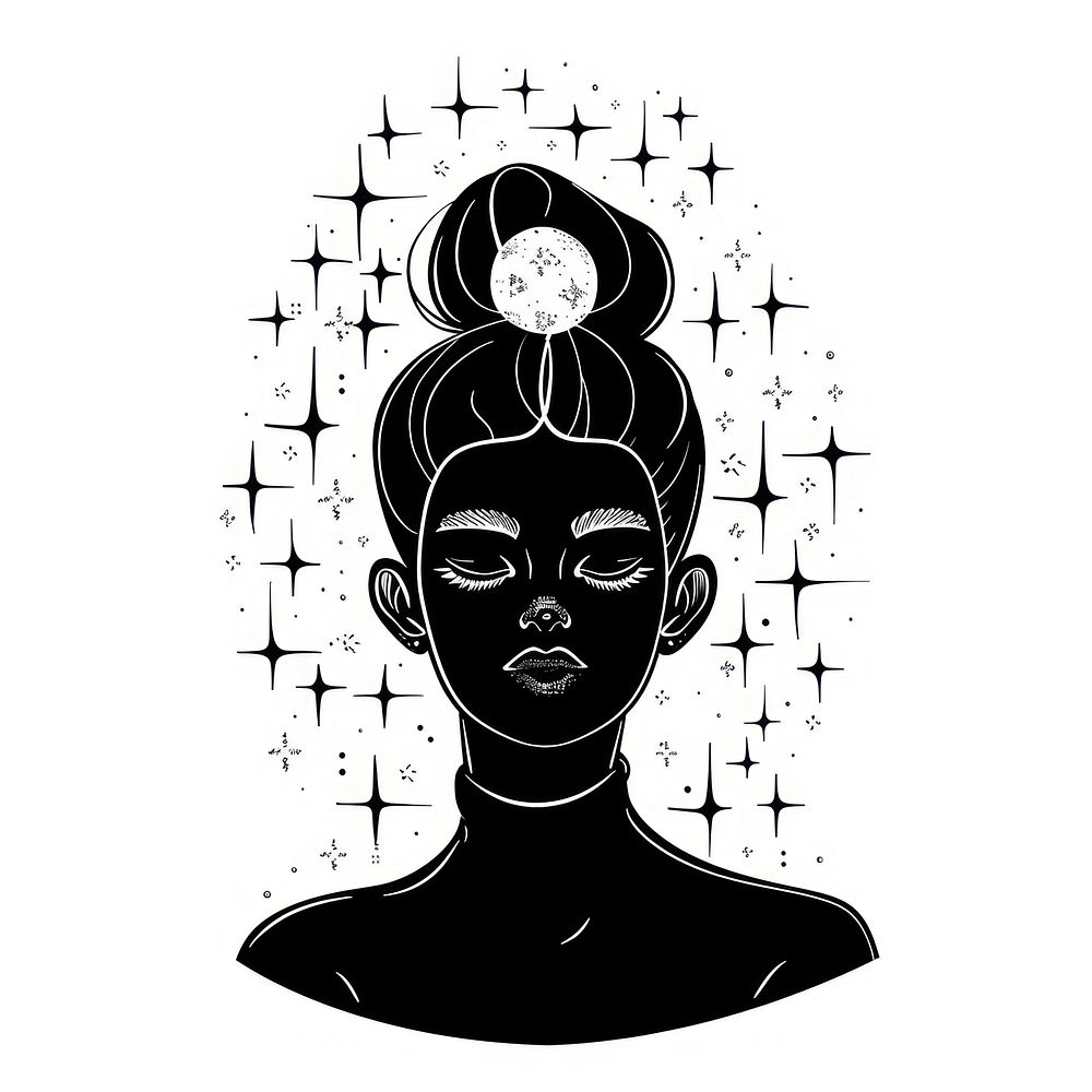 Surreal aesthetic woman logo silhouette art illustrated.