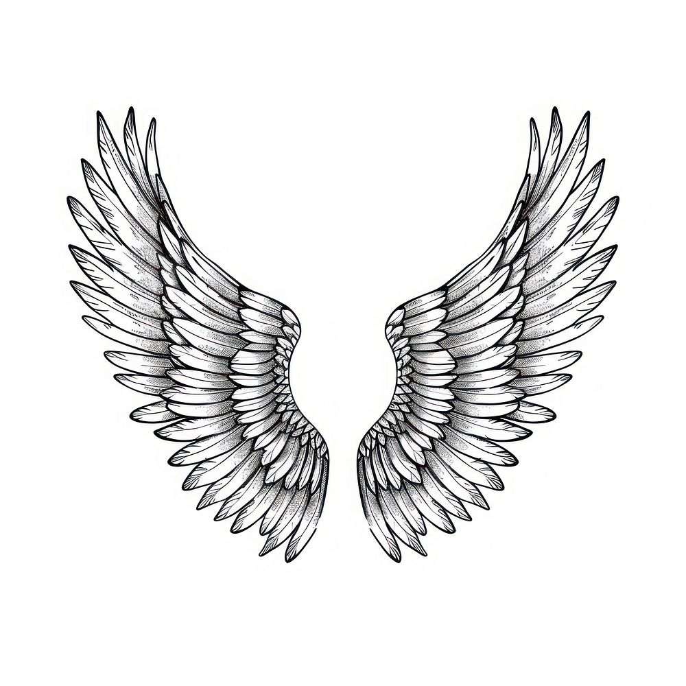 Surreal aesthetic angel wings logo art illustrated accessories.