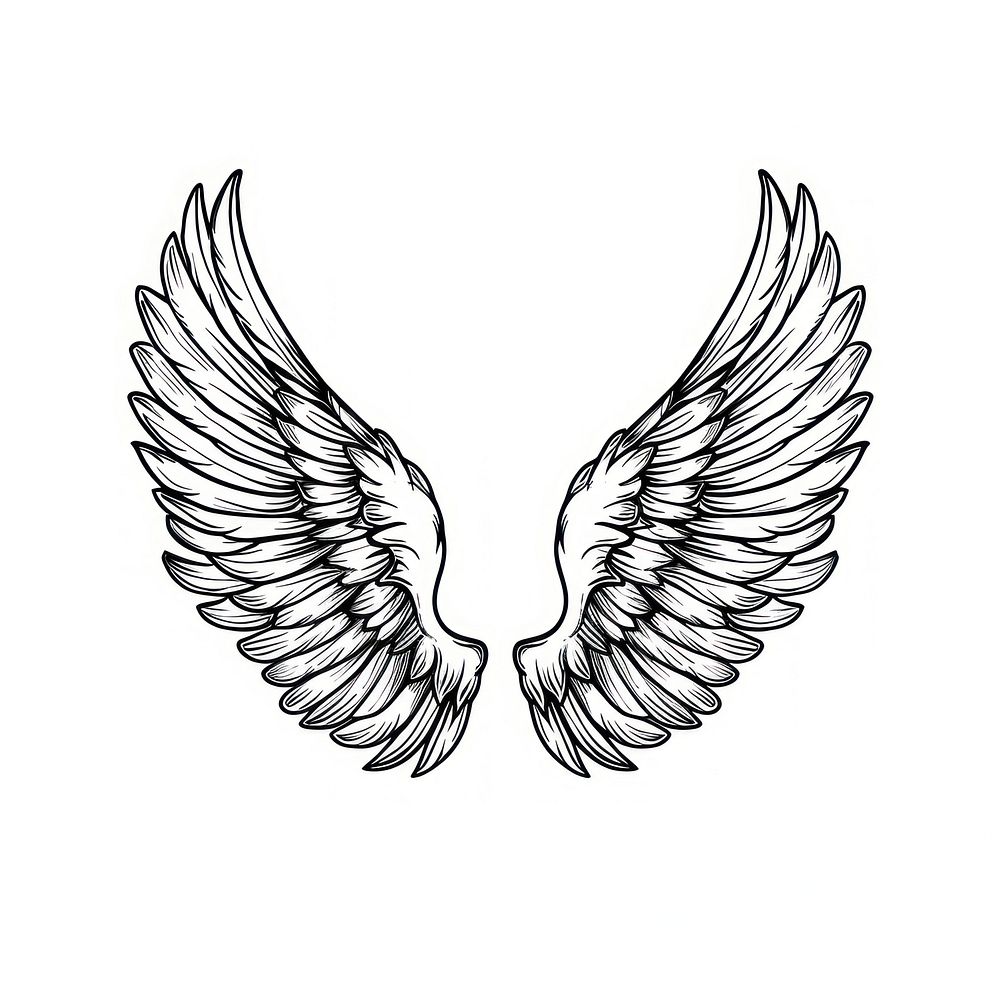 Surreal aesthetic angel wings logo art illustrated drawing.