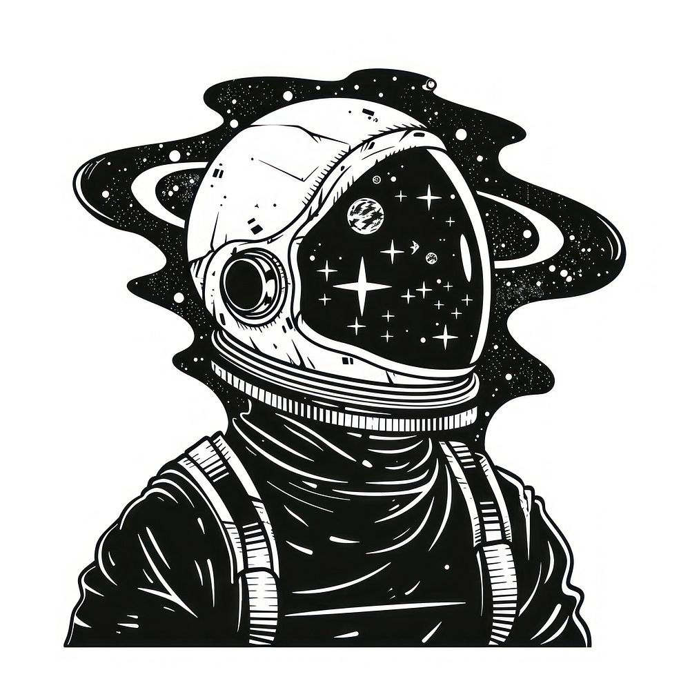 Surreal aesthetic astronaut logo art illustrated ammunition.