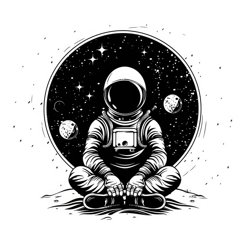 Surreal aesthetic astronaut logo art illustrated clothing.